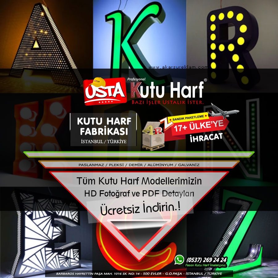 Usta Kutu Harf / Kutu Harf Modelleri Fotoğraf ve PDF Dosyaları Ücretsiz İndirin.!