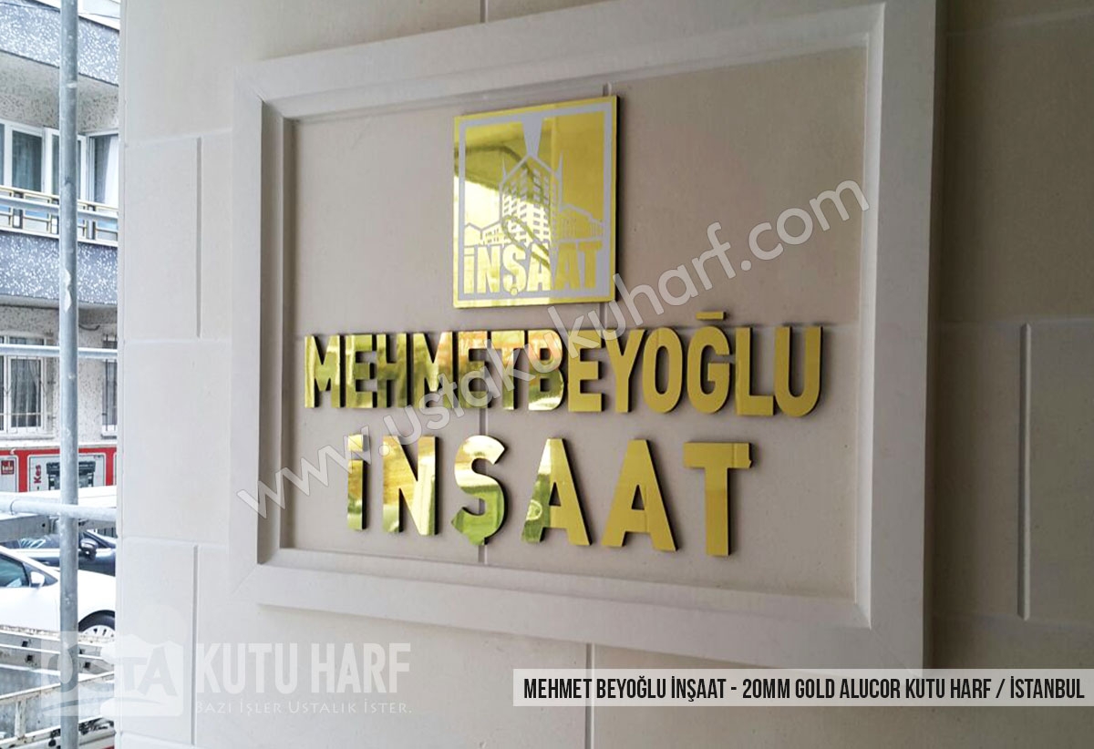 Mehmetbeyoğlu İnşaat - 20mm Gold Alucor Işıksız Kutu Harf
